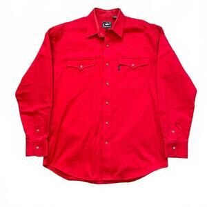 Roper Shirt Mens Medium Red Western Pearl Snap-Up Long Sleeve Two Chest Pockets